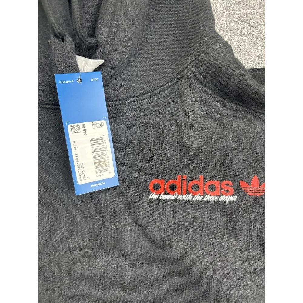 Adidas‎ Hoodie Mens Medium Black Pullover Fleece Sweatshirt Trefoil Graphic Logo